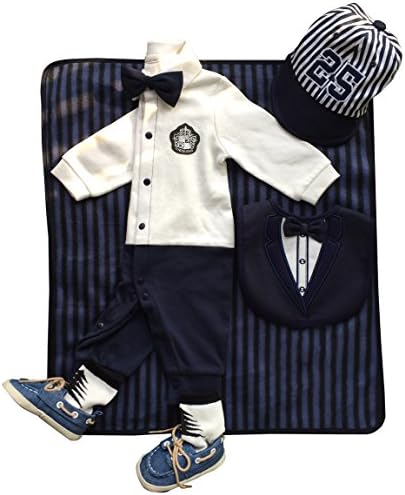 Xingyue Baby Newborn Baby Boy Perfect Baby Shower Gift Layette Set, Deluxe Gift Cube 6-Piece Set (0-6 Months)