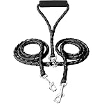 Heavy-Duty Tangle Free Dual Double Dog Leash 54 inch Long with Braided Nylon and Soft Grip Handle in Black-Coupler Dog Pet Dog Lead Leash For Twin Large Medium Small Dogs