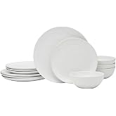 Everyday White Organic 12 piece Dinnerware Set, Service for 4
