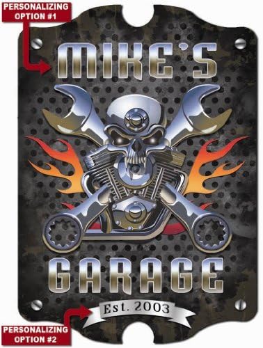 Redeye Laserworks Skull Motor Garage Personalized Menu board Sign from