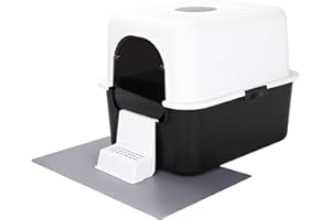 RIZZARI Cat Litter Box with Lid, Increased Entrance Height, Top Entry Enclosed Litter Box with Door, Easy to Install, Suitable for Cats up to 7.5lbs (Black with Handle,Small)