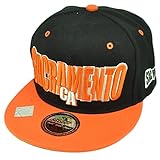 Sacramento City Town California Black Orange Snapback Flat Bill Hat Cap USA Sac