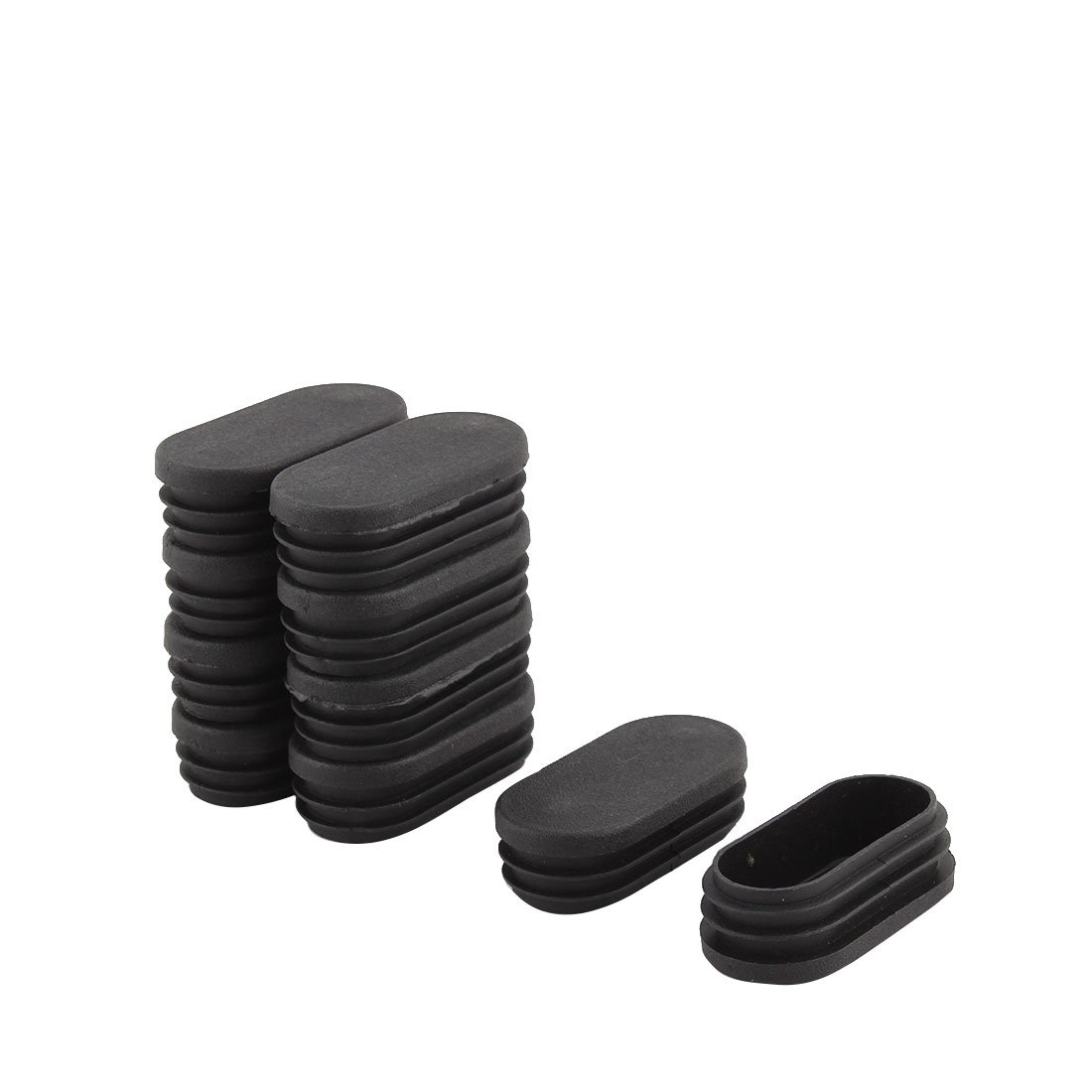 sourcing map Plastic Table Feet Oval Design Tube Pipe Insert End Cap 30mm x 60mm 10Pcs Black
