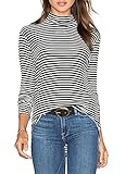 ZJCT Women's Striped Turtleneck Long Sleeve T-shirt Top