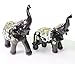Set of 2 Feng Shui Black Elephants Trunk Statue Lucky Figurine Gift Home Decor