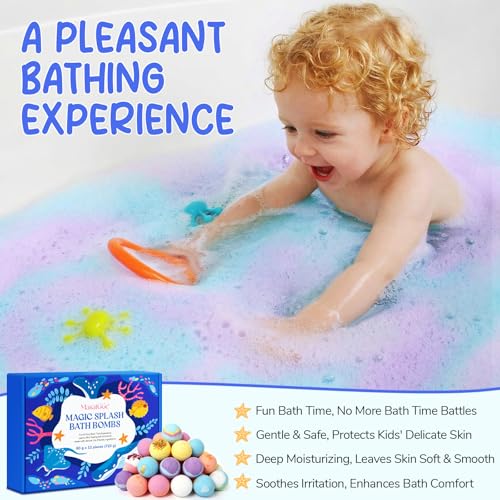 Bath Bombs with Surprise, 12 Pieces Bath Bombs for Children, Bath Bombs in Natural Organic Foam, Gifts for Boys and Girls, Bath Bomb Gift