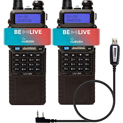 youRUSH Portable Ham Radio 2 Pack BAOFENG UV5R 5W Dual Band Two Way Radio with Extended