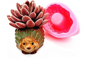ANKTILY Hedgehog Flower Pot Cement Silicone Mold, Concrete Clay Succulent Planter Mold Candle Holder Mould