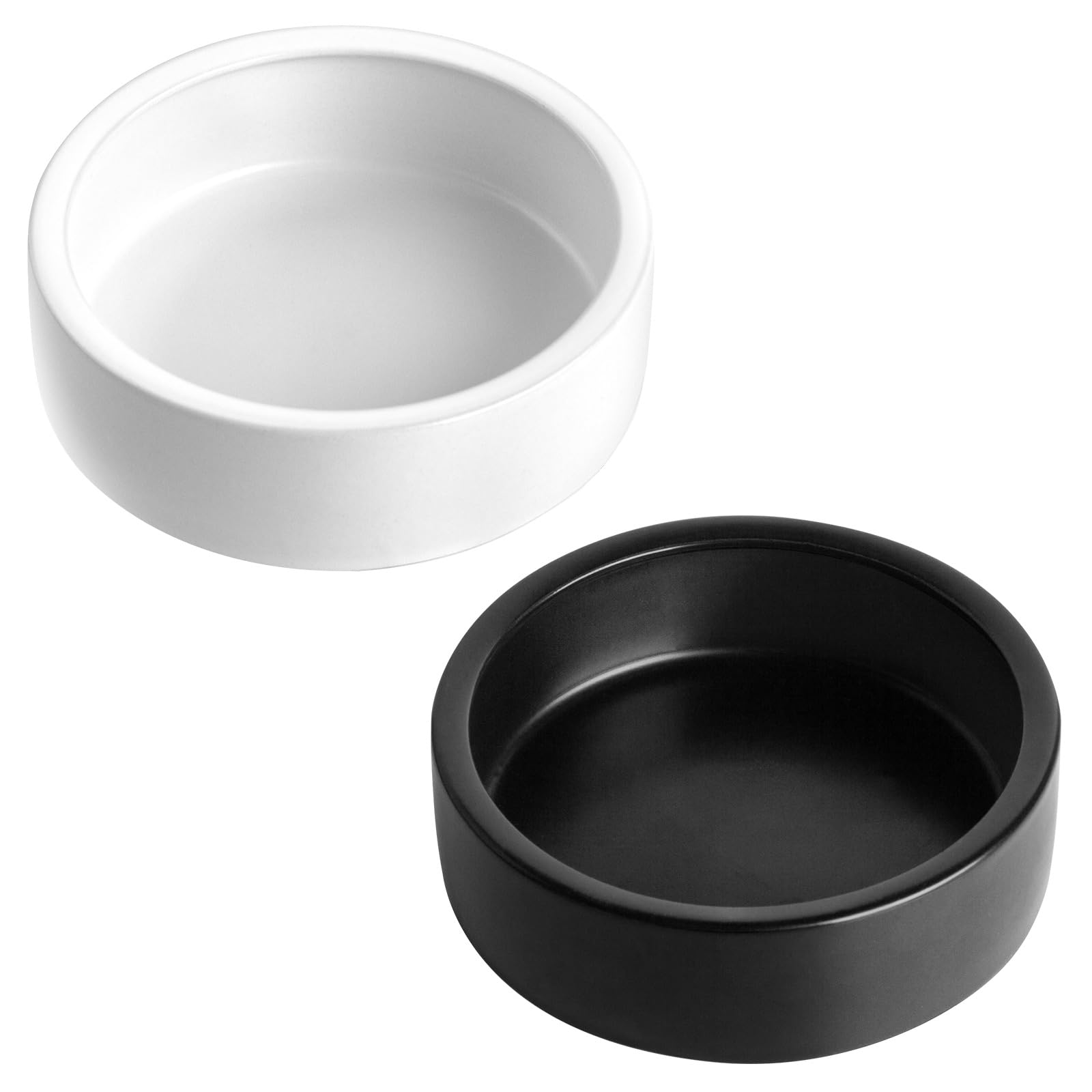 Photo 1 of 2 Pack Ceramic Bowls for Syrian Hamster & Hedgehog, 3.9" Diameter, Shallow Chew-Proof Dish, Non-Slip Base, Easy to Clean (White + Black)