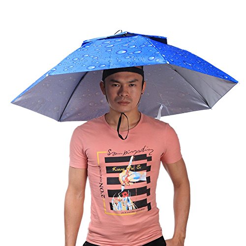 Jocestyle 2 Layer Hand Free Hat Waterproof Elastic Fishing Gardening Folding Umbrella Hat Headwear - Thumbnail 2