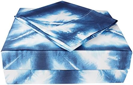 100% Cotton Sheet Set, Percale Sheets, Tie &amp; Die Design, Percale Weave, Queen Sheets, Deep Pockets,3-Piece Queen Bed Sheet Set, Luxury Collection, Navy Check, by Avaanti