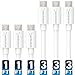 SABRENT [6-Pack 22AWG Premium Micro USB Cables (X3-3ft + X3-1ft) High Speed USB 2.0 A Male to Micro B Sync and Charge Cables [White] (CB-631W)