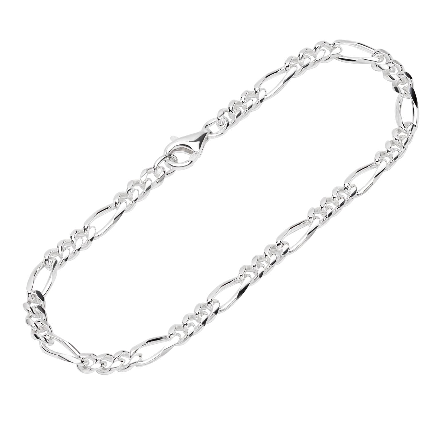 NKlaus Bracelet 925 Sterling Silver 20cm Figaro curb chain oval polished Bangle Chain 12437