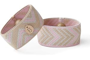 Blisslets Anti Nausea Relief Band - Cartagena Collection - Stylish Motion Sickness Bracelets, Morning Sickness Relief Nausea Bands (Rosewater/Camel, Medium - 5 5/8" - 6 5/8")