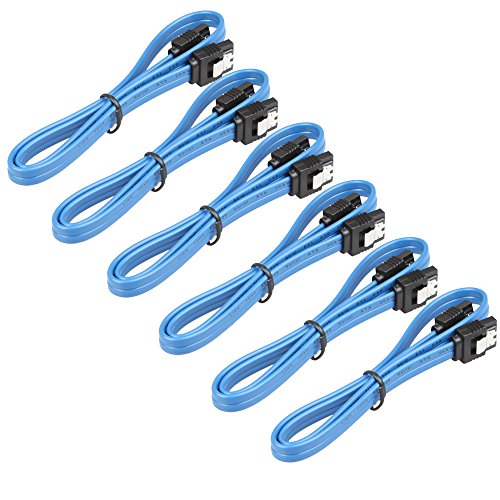 LIANSHU 6Pack Straight SATA III Cable 6.0 Gbps L=24 Inches (6Pack Blue)