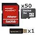 50 PACK - SanDisk 8GB MicroSD HC Memory Card SDSDQAB-008G (Bulk Packaging) LOT OF 50 with SD Adapter and SoCal Trade USB 2.0 MicoSD & SD Memory Card Reader
