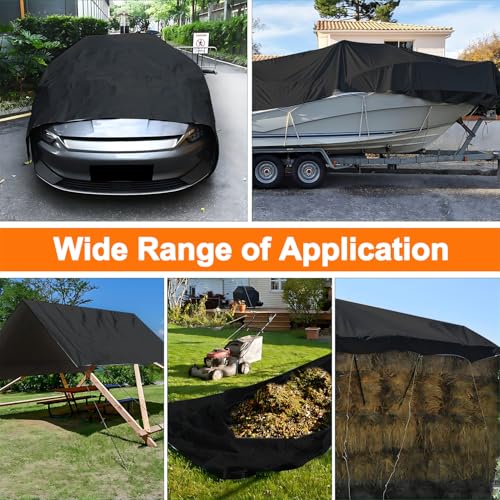 Gluckluz Heavy Duty Tarpaulin Sheet 220g/m² Thick Waterproof Tarp 3 * 4m 12 Mil Tear-Proof UV Resistant Cover with Reinforced Grommets & Edges for Outdoor Garden Car Patio Camping Pool (Black)