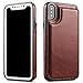 Hoofur Slim Fit Premium Leather Compatible with iPhone Xs Wallet Case Card Slots Shockproof Folio Flip Protective Shell Compatible with iPhone X/Xs (5.8 inch) (Brown)