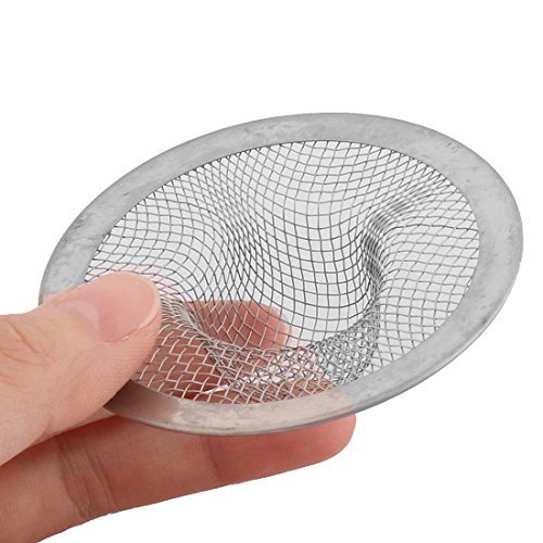 uxcell Mesh Hole Kitchen Bathroom Basin Sink Drain Strainer 2Pcs Silver Tone
