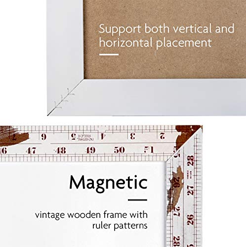 Magnetic Dry Erase Board - 4 THOUGHT 48x36 Inches Whiteboard, Wall-Mounted Magnetic Dry Erase Memo Bulletin Board with Vintage White Wooden Ruler Frame for Home Office Kitchen, 4 Magnets Included