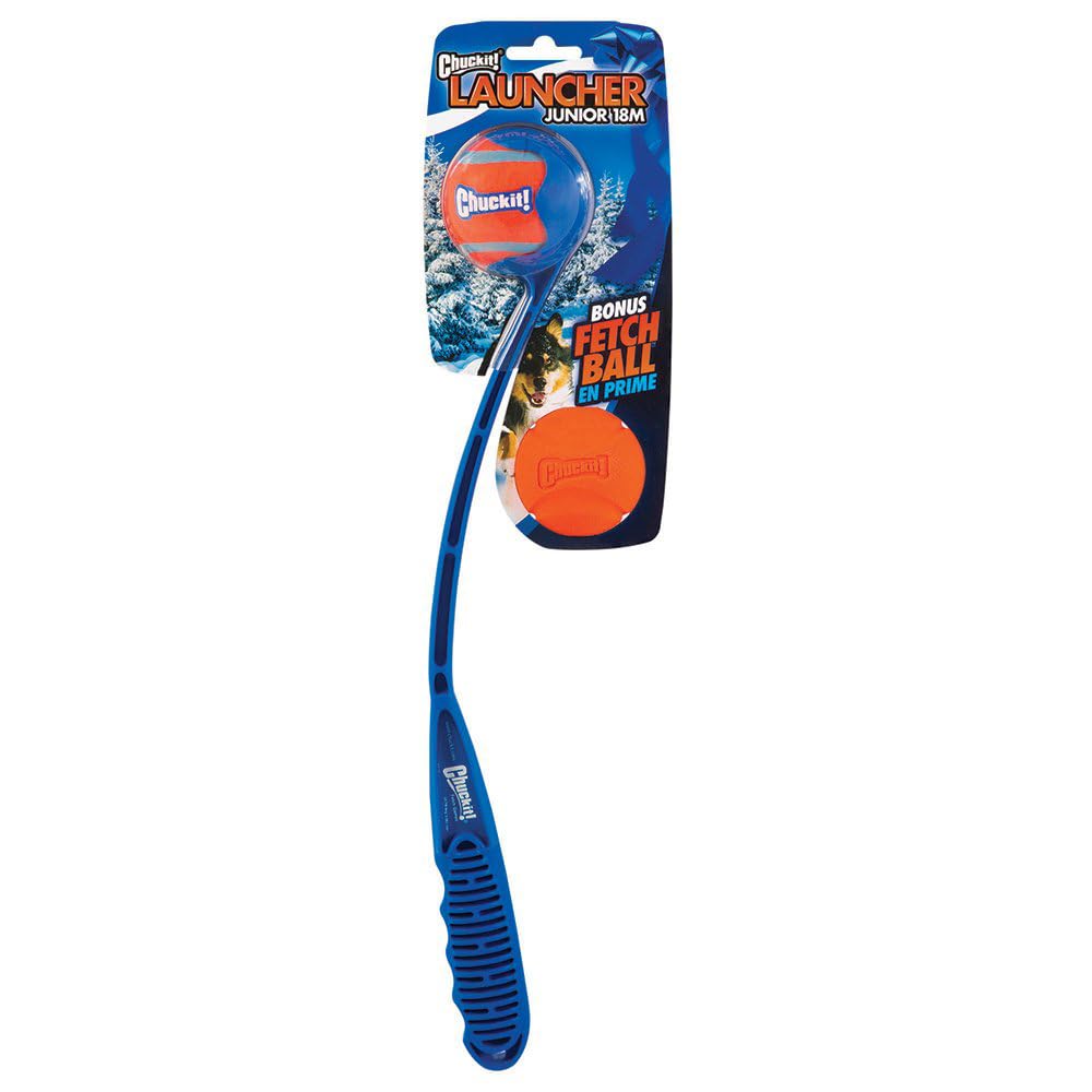Chuckit! Launcher 18M | Chuck It Dog Ball Launcher, Tennis & Rubber Gifts Thrower Toy Owner for Dogs Dogs, Orange and Blue