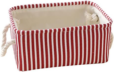 TcaFmac Small Rectangular Decorative Fabric Storage Basket Bin with Handles Canvas Toy Storage Organizer Baby Basket for bedroom