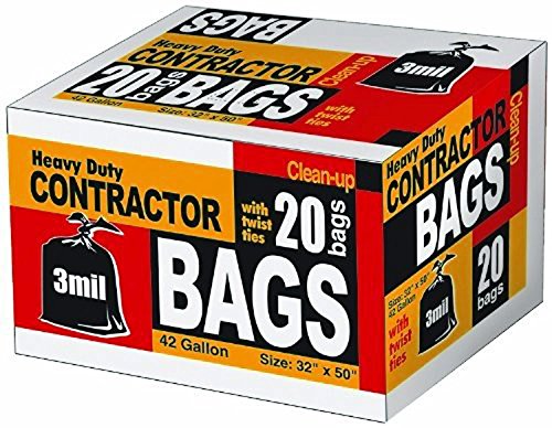 Contractor Bags Heavy Duty 20 Bags 42 Gallon 32