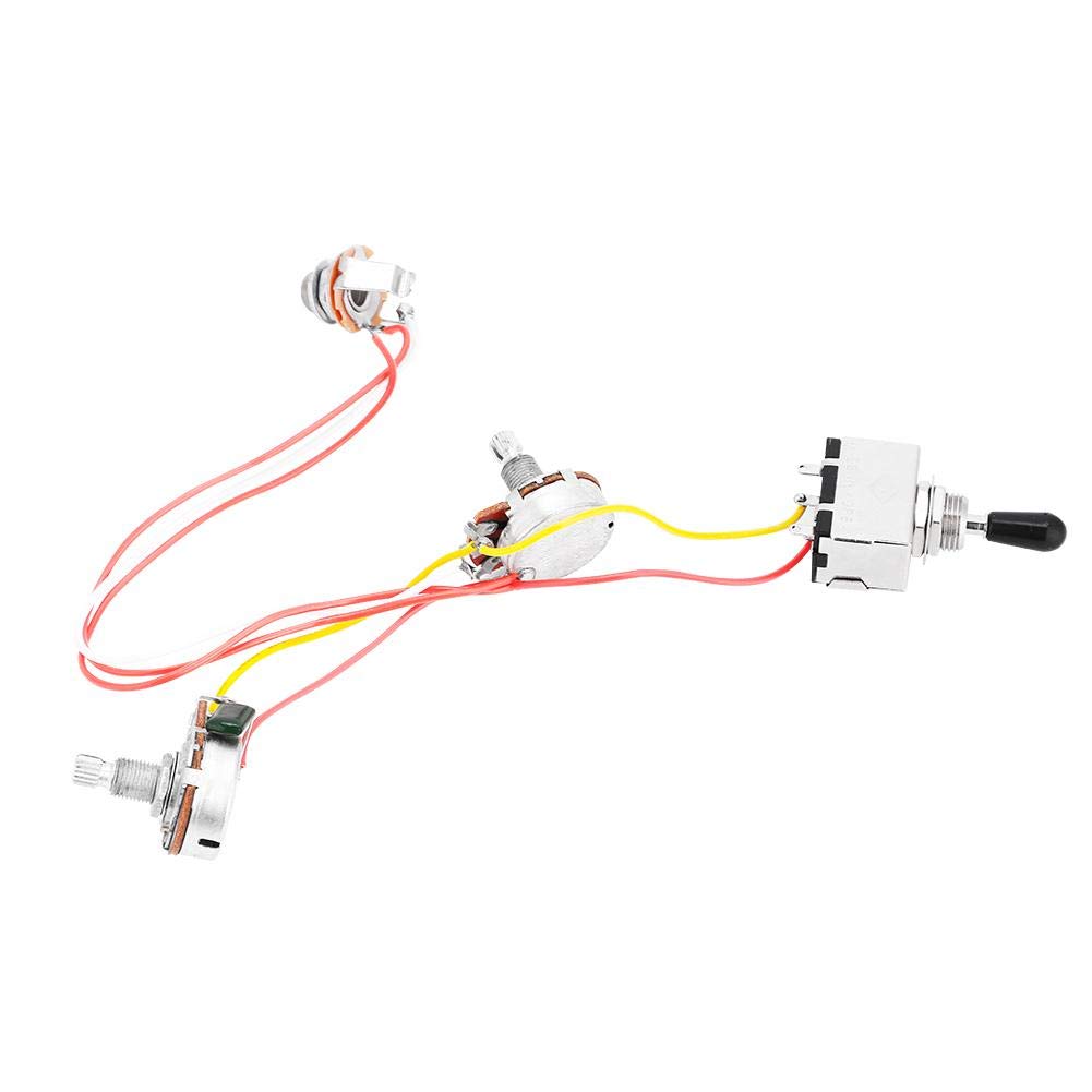 Photo 1 of Guitar Wiring Harness, Guitar Prewired Harness Humbucker Wiring Harness Prewired 3 Way Chrome Box Toggle Switch 500K Pots for Electric Guitar with 2 Humbuckers guitar wiring kit