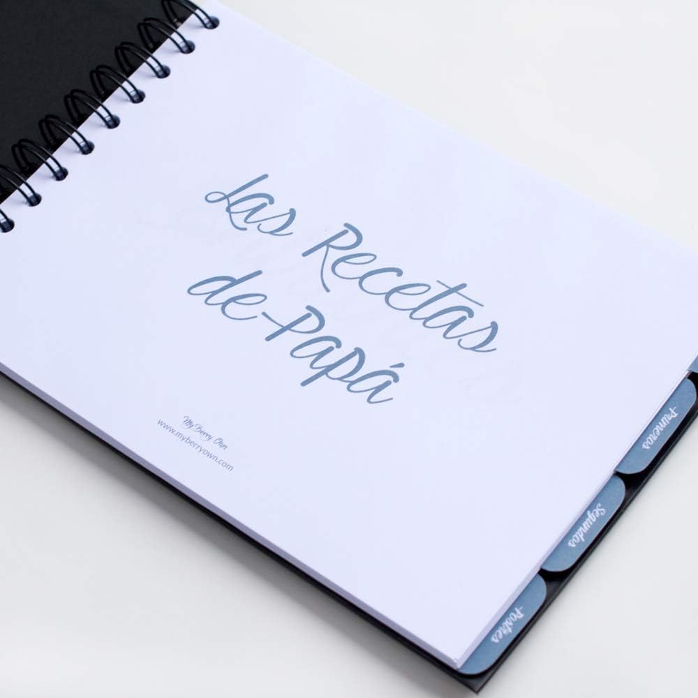 My Berry Own Papa's Recipe Book, A5 Recipe Book, 100 Blank Recipe Pages, with Category Dividers, Spanish, Father's Day Gift - Image 3