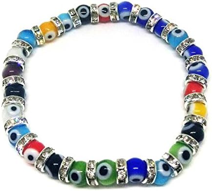 Physn Fashion Women's Charm Bracelets Popular Girls Bangles Evil Eye Mini Strand Beads Bracelets (Colorful)