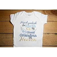 Embroidered Bodysuit Handpicked for Earth by my Great Grandma in Heaven Baby Shower Gift Hand Picked Bodysuit Blue New