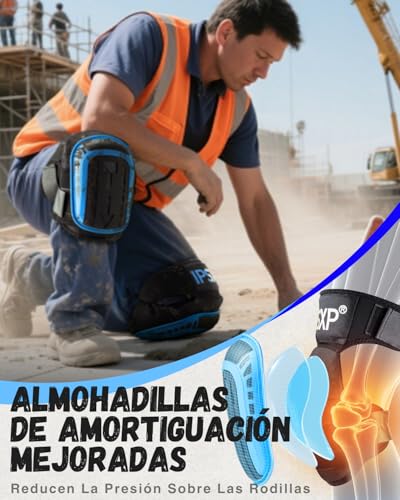 IPSXP Working Knee Pads, Professional Knee Pads for Work, Precision Gel Knee Pads, for Construction, Gardening, with Strong Double Straps and Easy Fixing