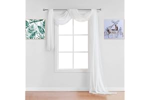 Warm Home Designs Premium Quality 54 X 144 Inches Sheer White Ivory Window Scarf. All Standard Size Valance Scarves Look Great as Window Toppers for Any Room in The House. J Ivory 144"