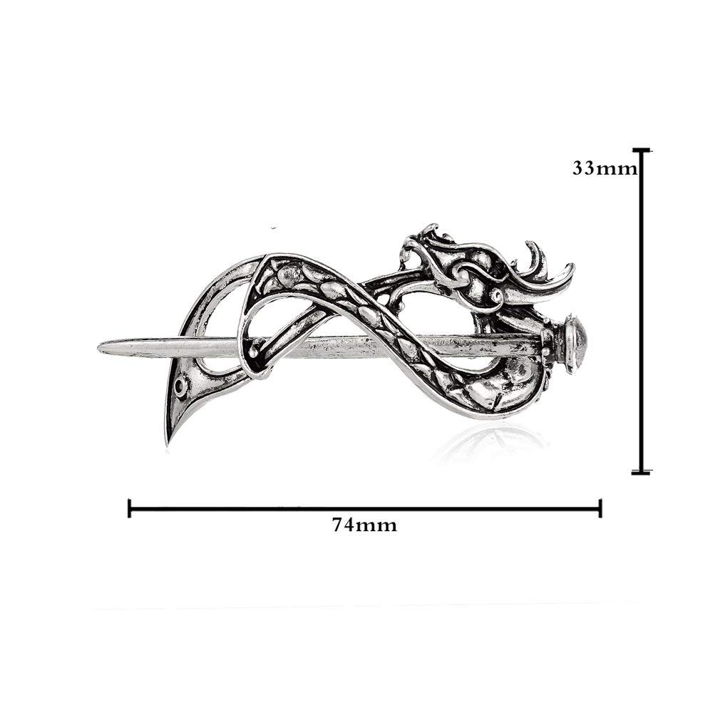 Norse Celtic Wedding Hair Accessories Viking Antique Silver Dragon