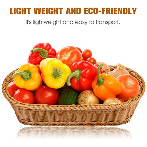 Natural Wicker Bread Basket,Long Woven Tabletop Food Fruit Multifunctional Sturdy Storage Serving Basket(3 PACKS)