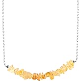 NJCRAFT Natural Gemstone Chips Choker Necklace for Woman| Silver Plated Gem-stone Necklace | Chip 2–3 mm | Adjustable Chain 16+2 Inch