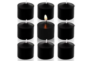 AMUSAER Black Votive Candles, 9 Packs Unscented Small Votives for Halloween, Wedding, Holiday Party, Home (8 Hour), 1.5" D x 1.25" H