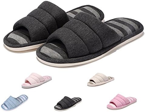 Indoor Knitted Cotton Home flat Anti-skid House Slippers (XXL, black)