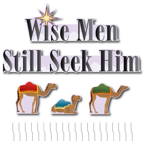 VictoryStore Yard Sign Outdoor Lawn Decorations: Wise Men Still Seek Him Shaped Corrugated Plastic Yard Decorations with 20 short stakes