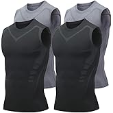 WenGTQ Men's Sleeveless Shirt Sport Compression Vest 4-3Pack, Quick-Drying, Fitness, Basketball, Running