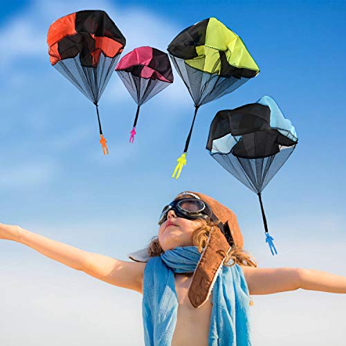Zubita 4 Pieces Parachute Toys, Tangle Free Parachute Men Throwing Hand Soldiers Toss It Up and Watching Landing Soldiers Parachute Outdoor Parachute for Kids