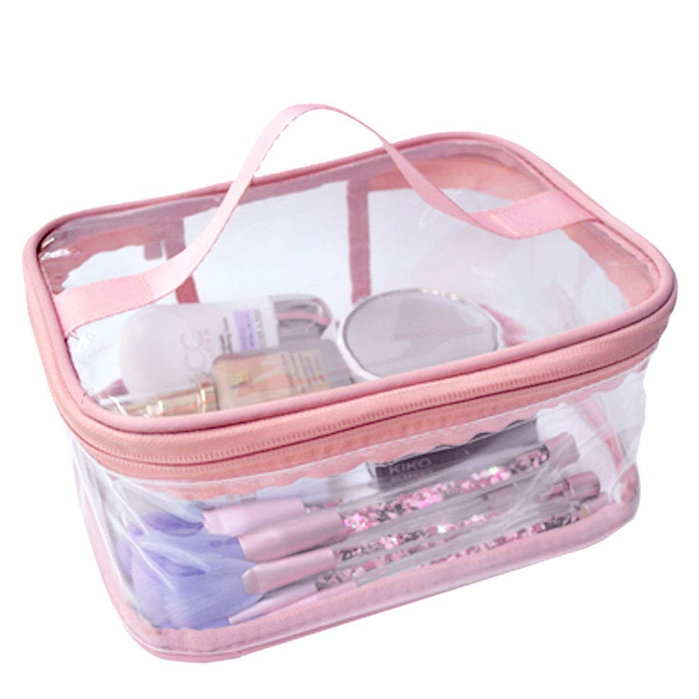 FIYUK Toiletry Bag Makeup Cosmetic Clear Bag Portable Waterproof Transparent Travel Large Storage
