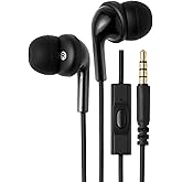 Amazon Basics Wired Earbuds with Microphone, In-Ear Headphones, 3.5mm Jack, High Definition Sound, Secure Fit, 4.2 ft Cable, S/M/L Ear Tips, Black