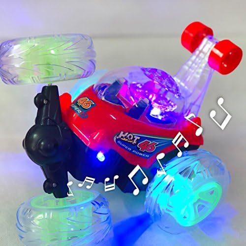 Toy Tornado Multi Functional Rechargeable RC Car Stunt Car With LED Light and Music Gifts for Kids Boys and Girls Toy ( RED)