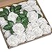 YSBER Roses Artificial Flowers - 25Pcs Big PE Foam Rose Artificial Flower Head for DIY Wedding Bouquets Centerpieces Bridal Shower Party Home Decorations (25 PCS, White)