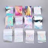 Ecosin 12PCS Design Nail Art Foil Stickers Transfer Decal Tips 4*20CM Manicure Decor