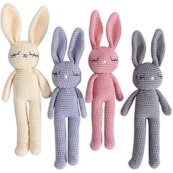 Moni's Choice Knitted Stuffed Bunny Rabbit Plush Toy 100% Handmade Amigurumi Stuffed Toy Newborn Baby Photography (Pink)