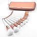 Summifit 15 Pcs Makeup Brushes with Zipper Bag Powder Foundation Contour Blending Eyeshadow Concealer Bronzer Lip Toiletry Kit (White Rose Gold)