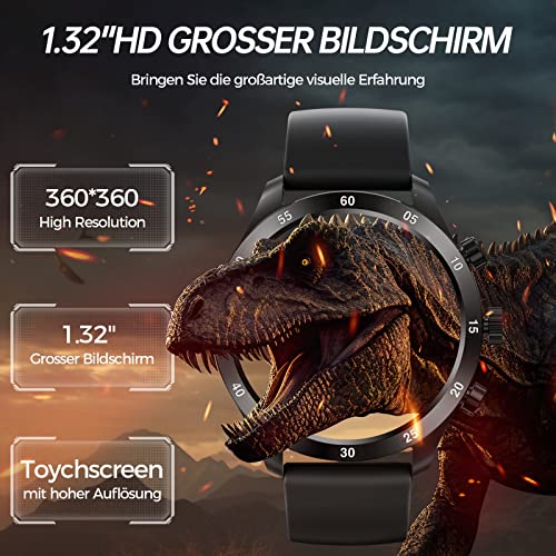 Mioduro Smartwatch Herren - Uhr Fitness Tracker mit Telefonfunktion, 1.32