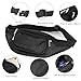 Men's Waterproof Black Fanny Pack Adjustable Buckle Hip Waist Pack 6 Zippers 5 Pockets Bum Waist Pouch For Running Hiking Cycling Outdoor Sports